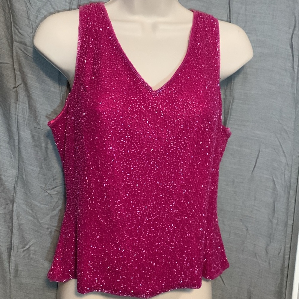 100% silk size medium beaded sleeveless blouse